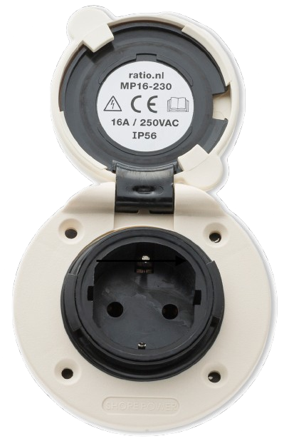 MP Outlet Socket WCD Plastic 16A 230V